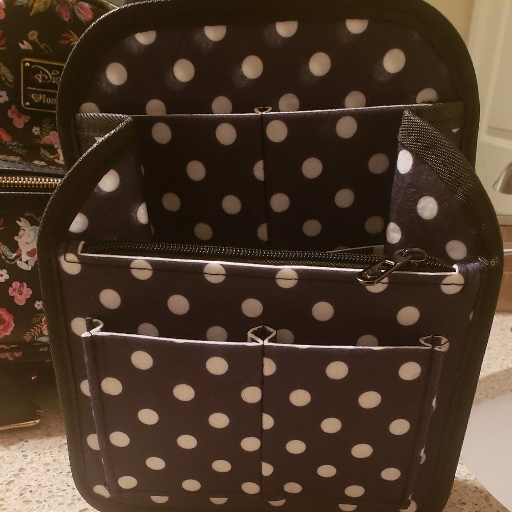 Black Polka Dots Mini Backpack Organizer